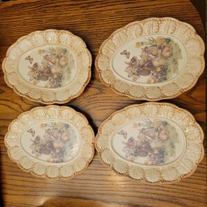 Floral Oval Decorative Plates - 4 Are Available